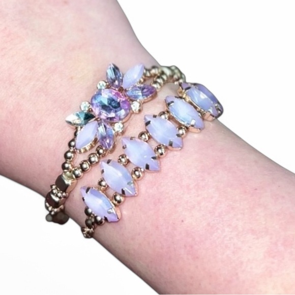 Set of 3 Pink and Gold Plated Jeweled Bracelets - Picture 6 of 6